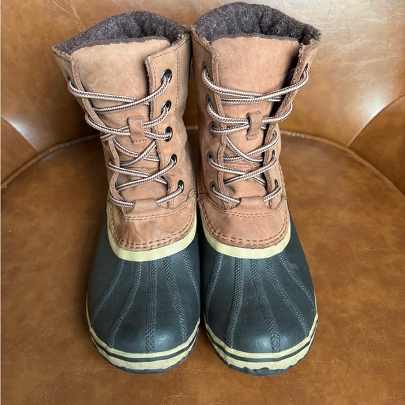 Sorel Slimpack II Lace Leather Winter waterproof duck boots Preppy Size 10 - Picture 3 of 9